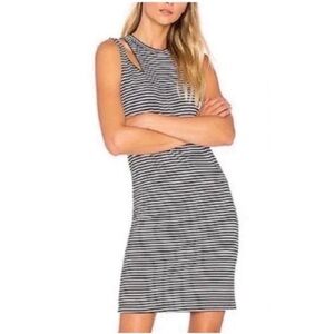 REVOLVE • LNA Black and White Striped Cutout Bodycon Dress Size Small
